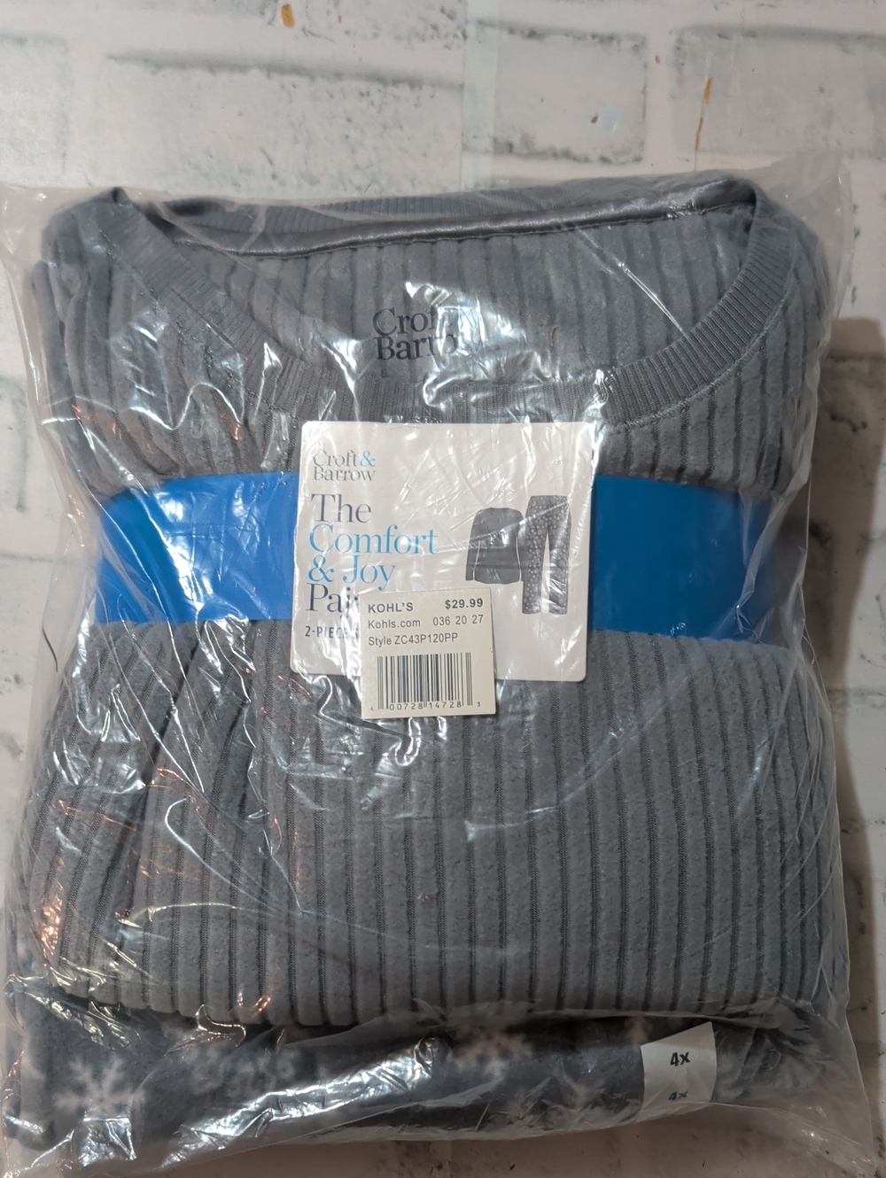 Croft & Barrow Ribbed Pajama Set in Darl Gray